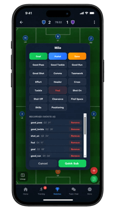 Match companion capturing player events